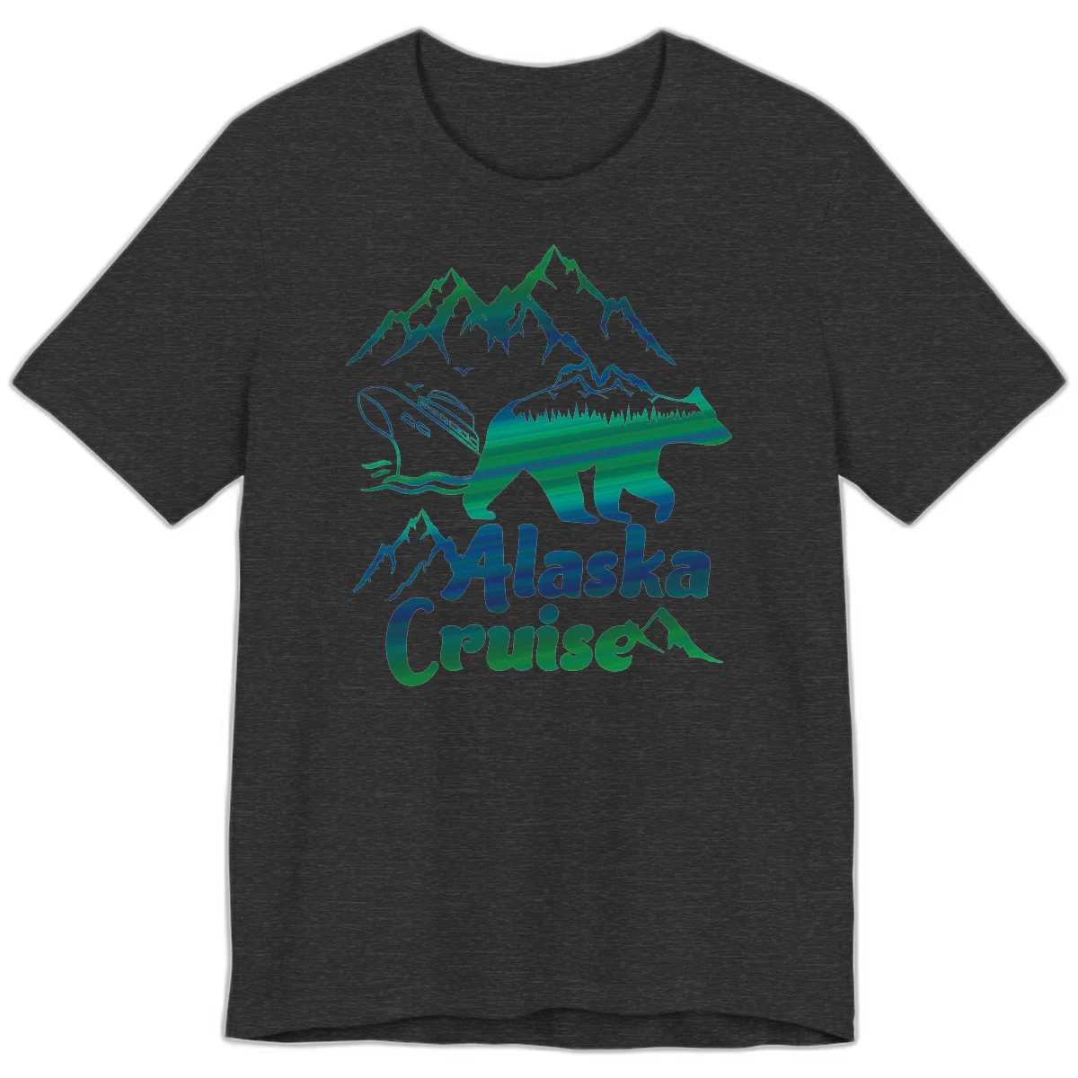Alaska Cruise Bear Adventure Premium Tee in Dark Grey Heather