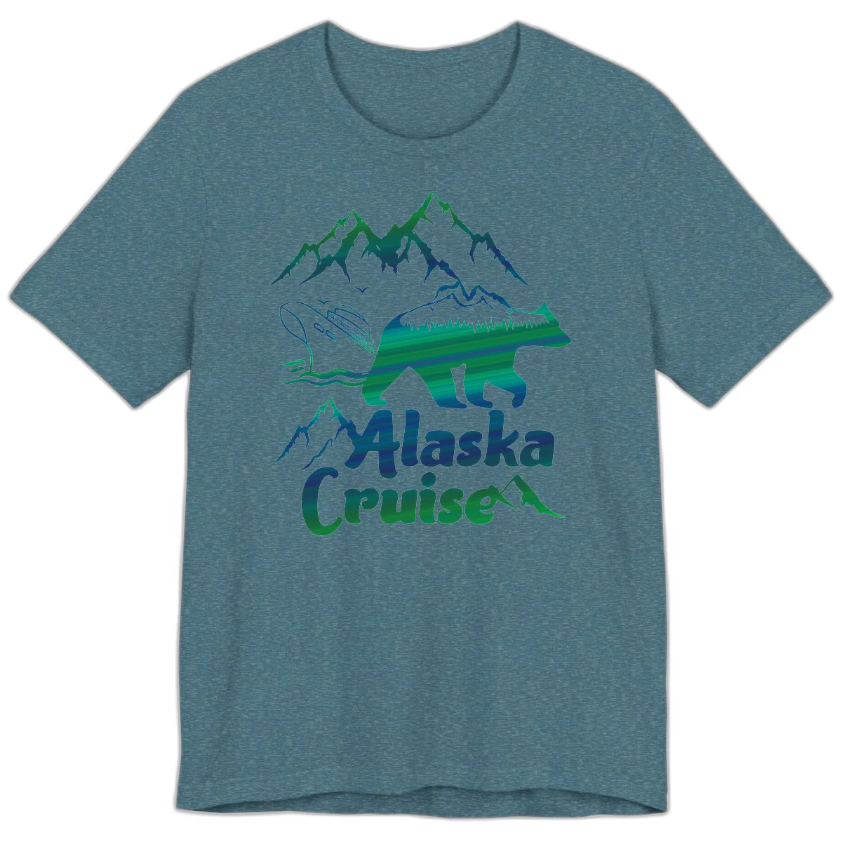 Alaska Cruise Bear Adventure Premium Tee in Heather Deep Teal