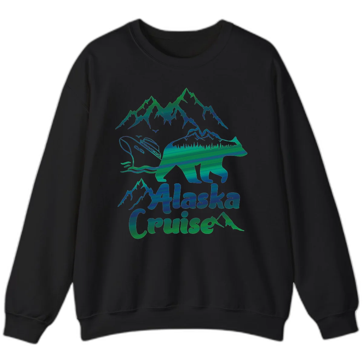 Alaska Cruise Bear Adventure Sweatshirt in Black