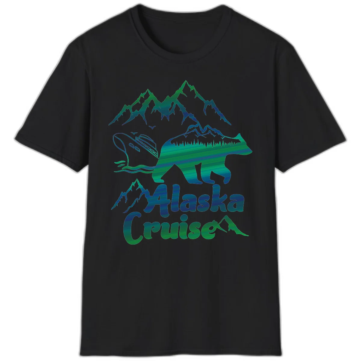 Alaska Cruise Bear Adventure T-Shirt in Black