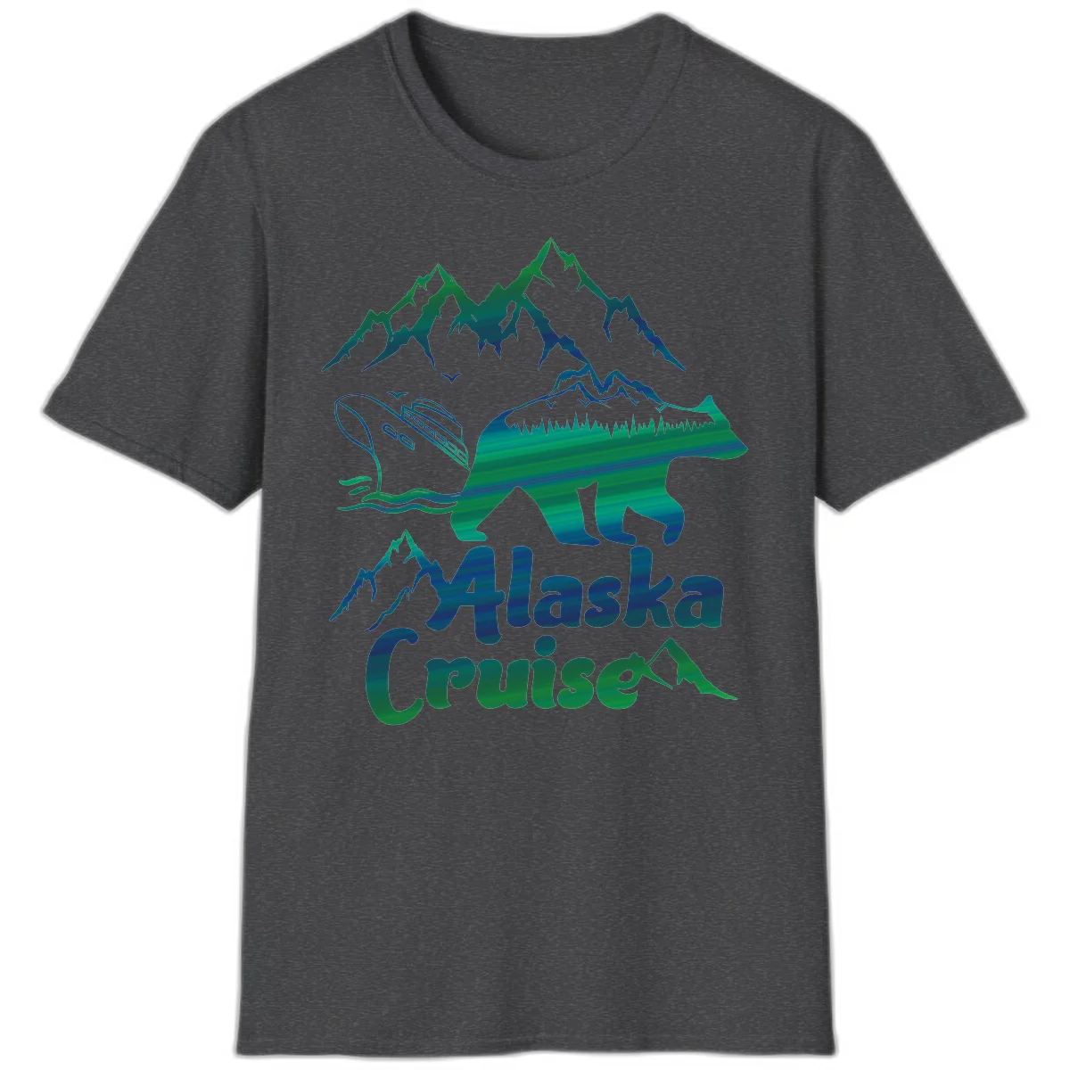 Alaska Cruise Bear Adventure T-Shirt in Dark Heather
