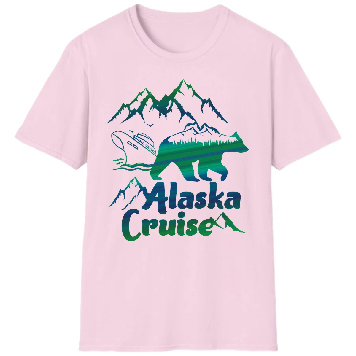 Alaska Cruise Bear Adventure T-Shirt in Light Pink