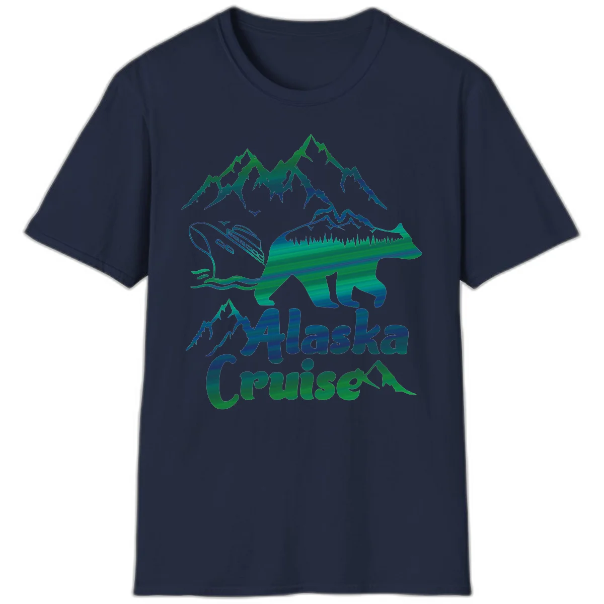 Alaska Cruise Bear Adventure T-Shirt in Navy