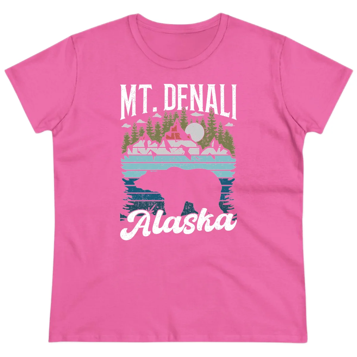 Bear Cave Winter Wonderland Ladies Tee in Azalea