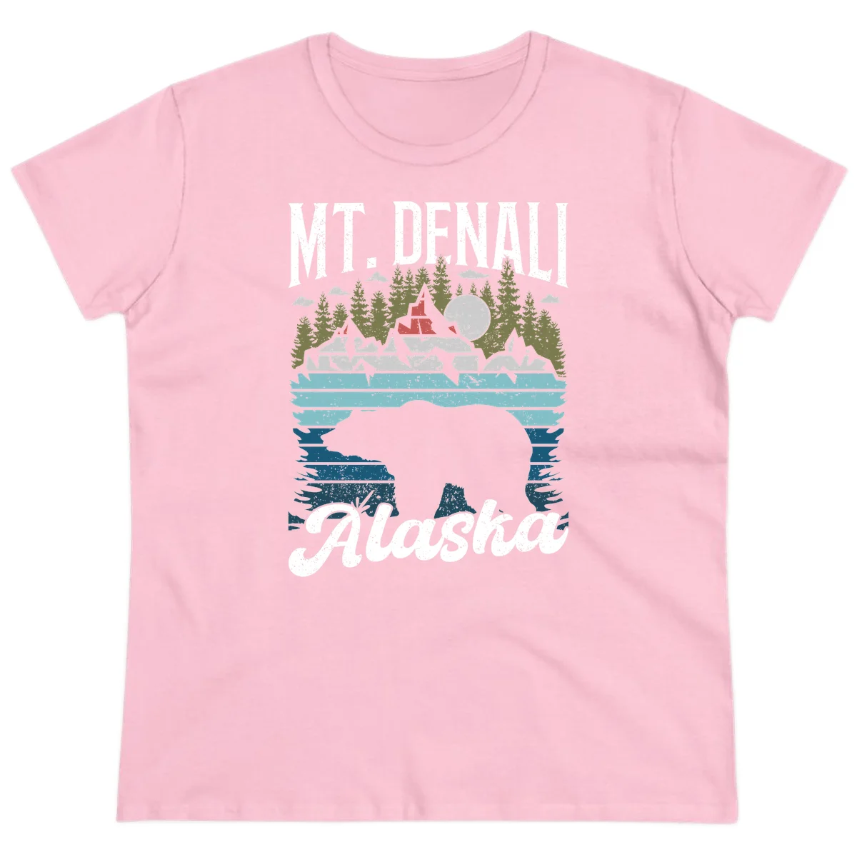Bear Cave Winter Wonderland Ladies Tee in Light Pink