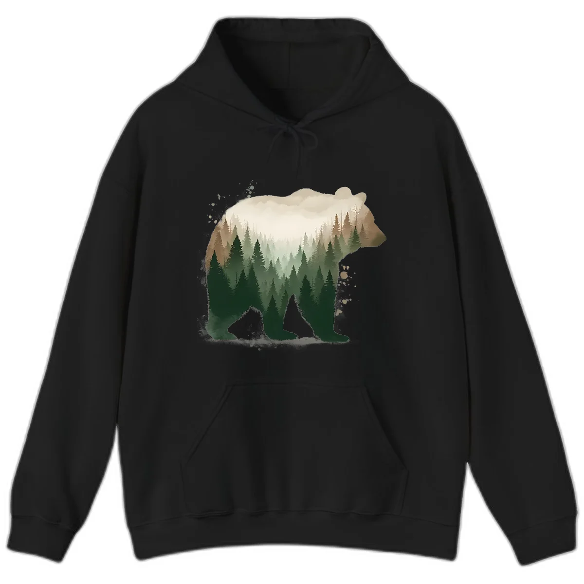 Alaska Forest Bear Art Hoodie in Black