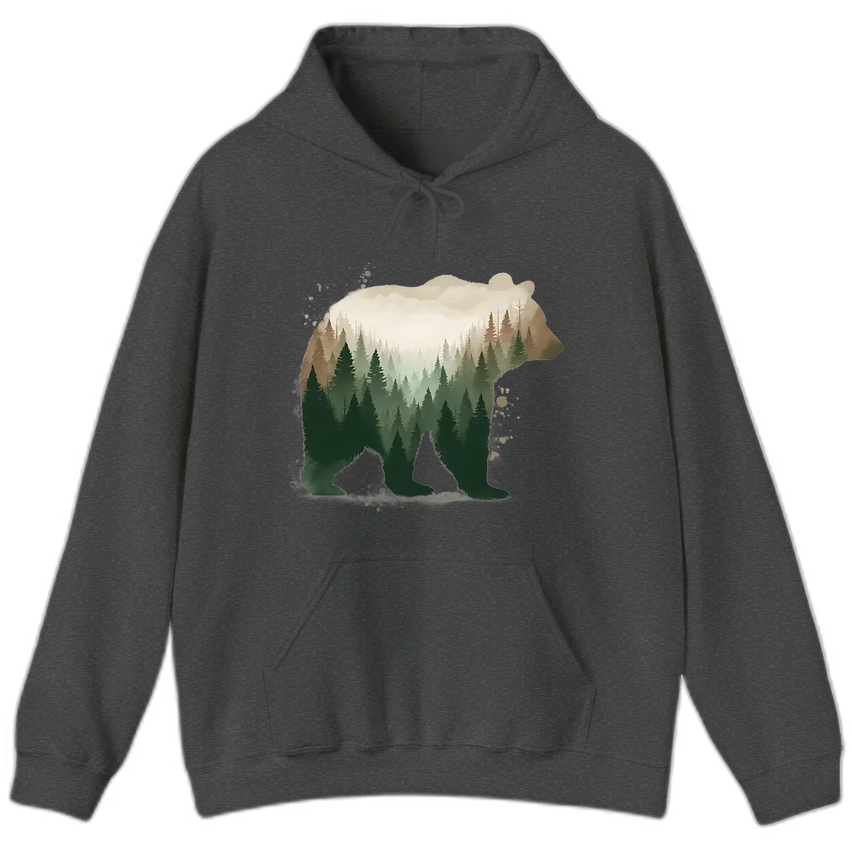 Alaska Forest Bear Art Hoodie in Dark Heather