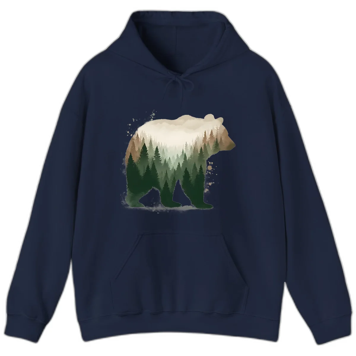 Alaska Forest Bear Art Hoodie in Navy