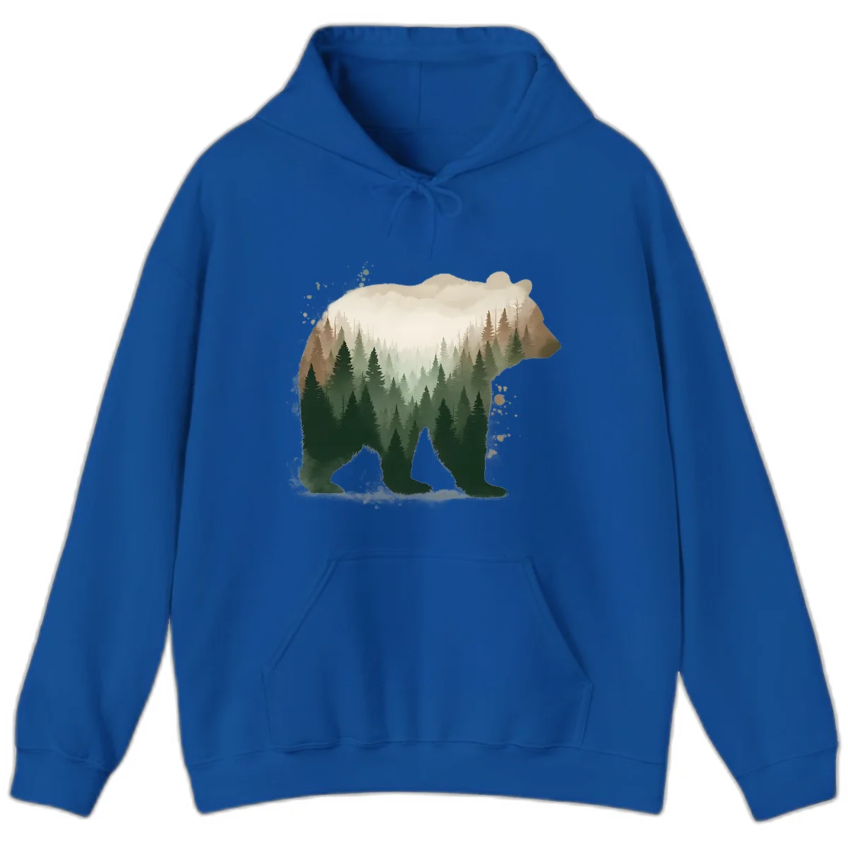 Bear in the Forest Double Exposure Hoodie in Royal