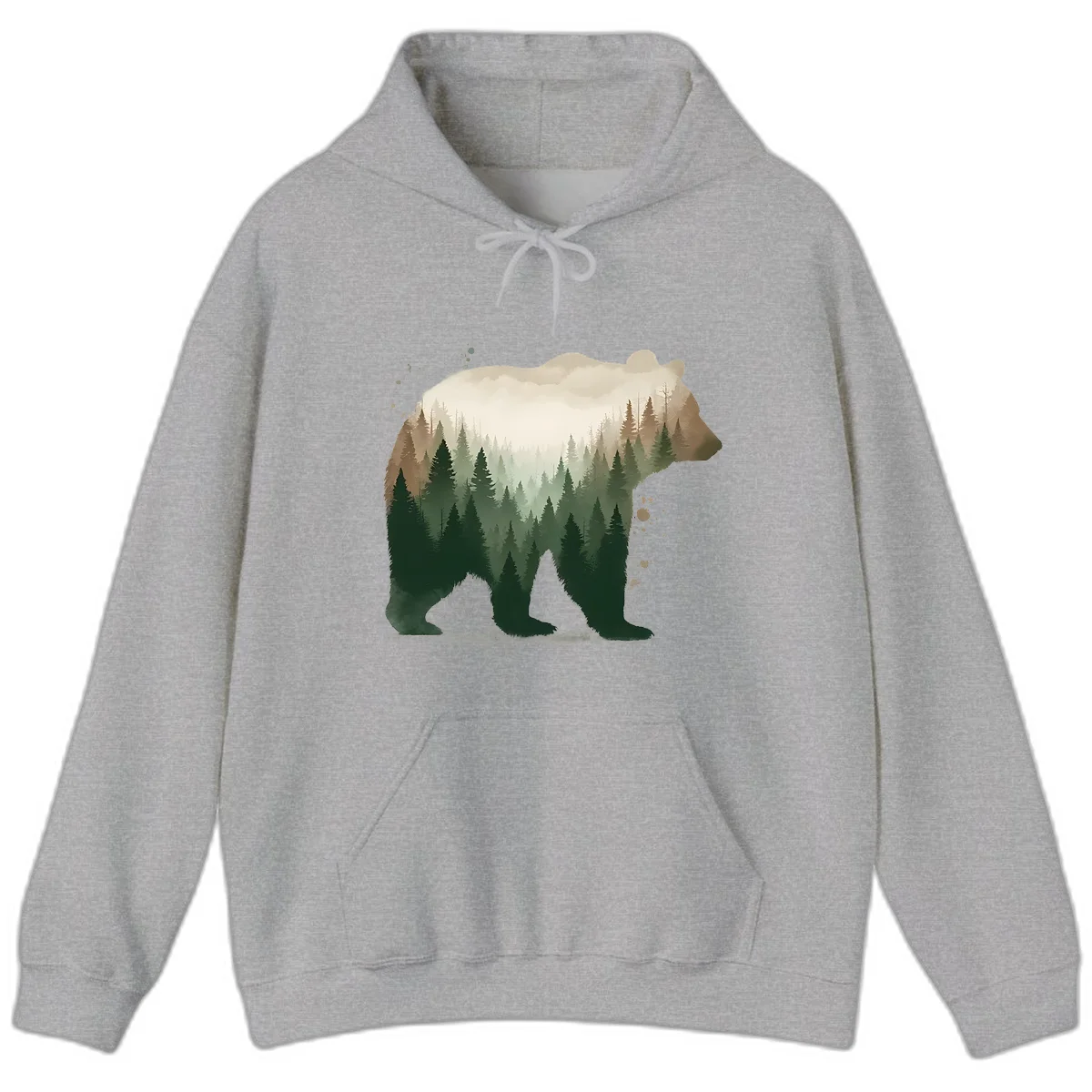 Alaska Forest Bear Art Hoodie in Sport Grey