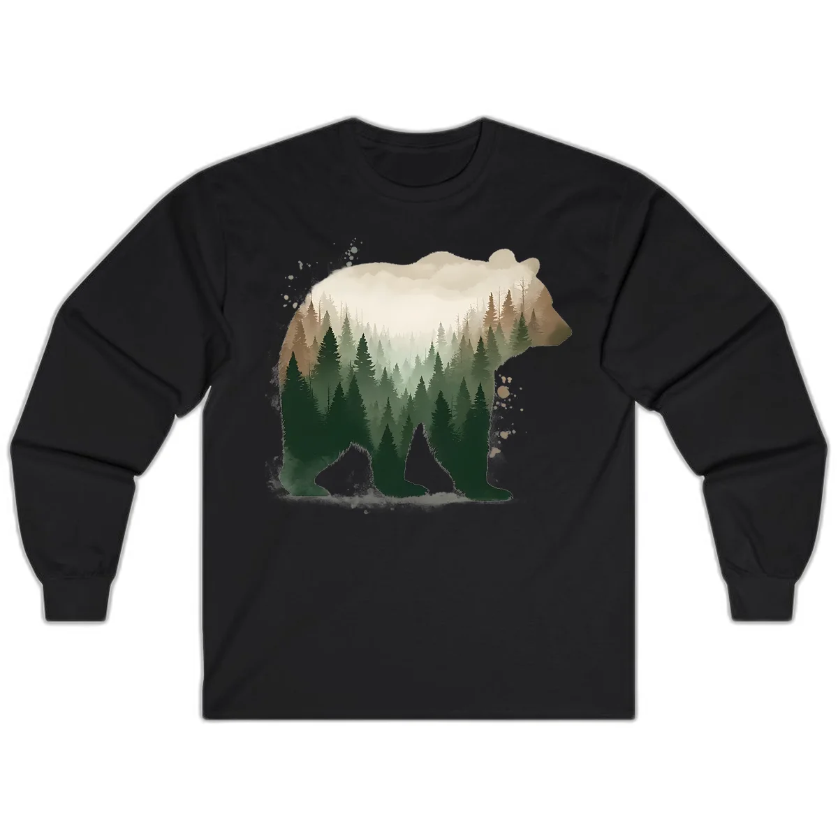 Alaska Forest Bear Art Long Sleeve in Black