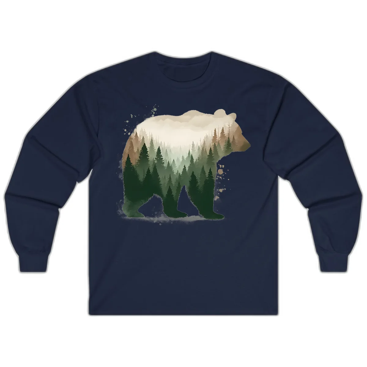 Alaska Forest Bear Art Long Sleeve in Navy