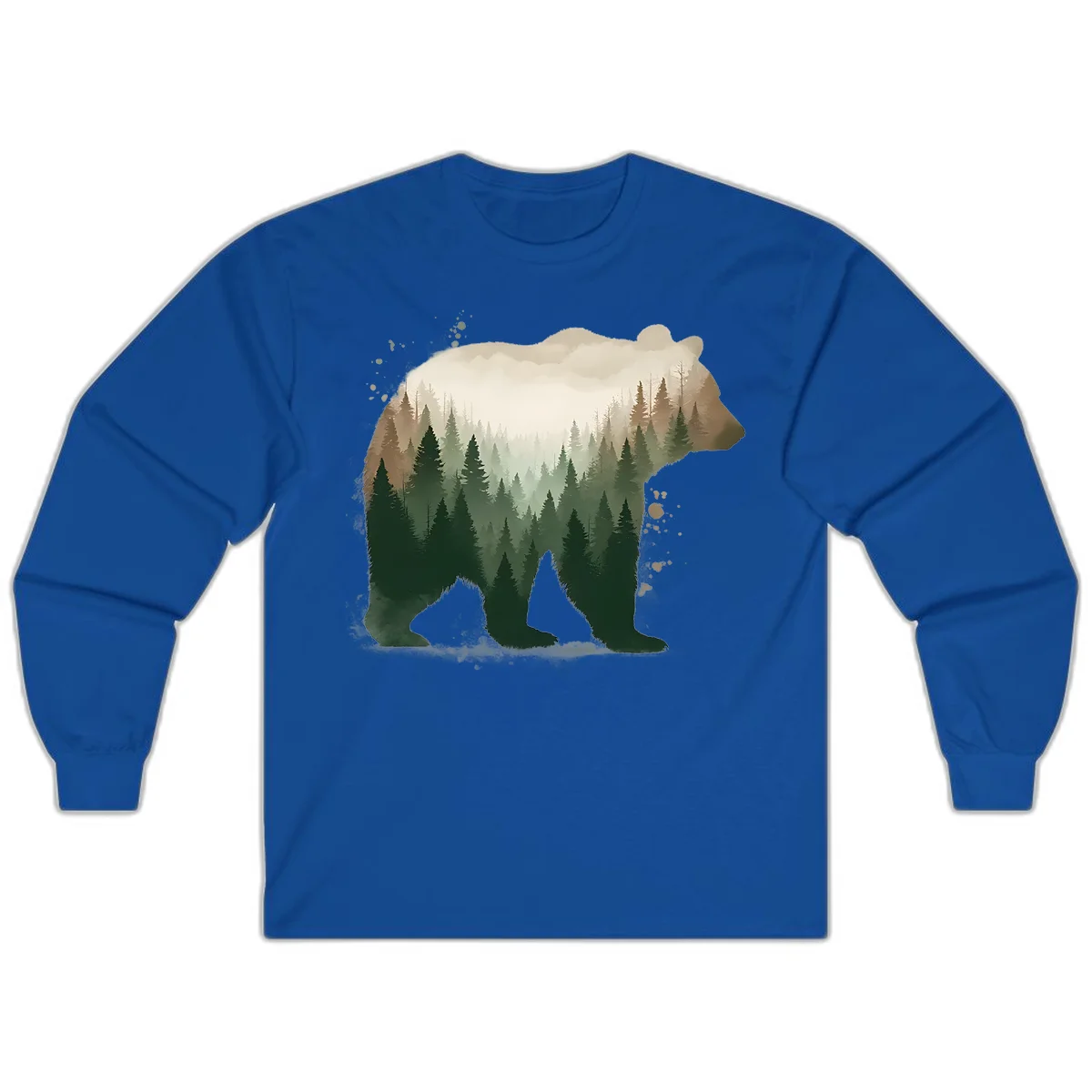 Bear in the Forest Double Exposure Long Sleeve in Royal