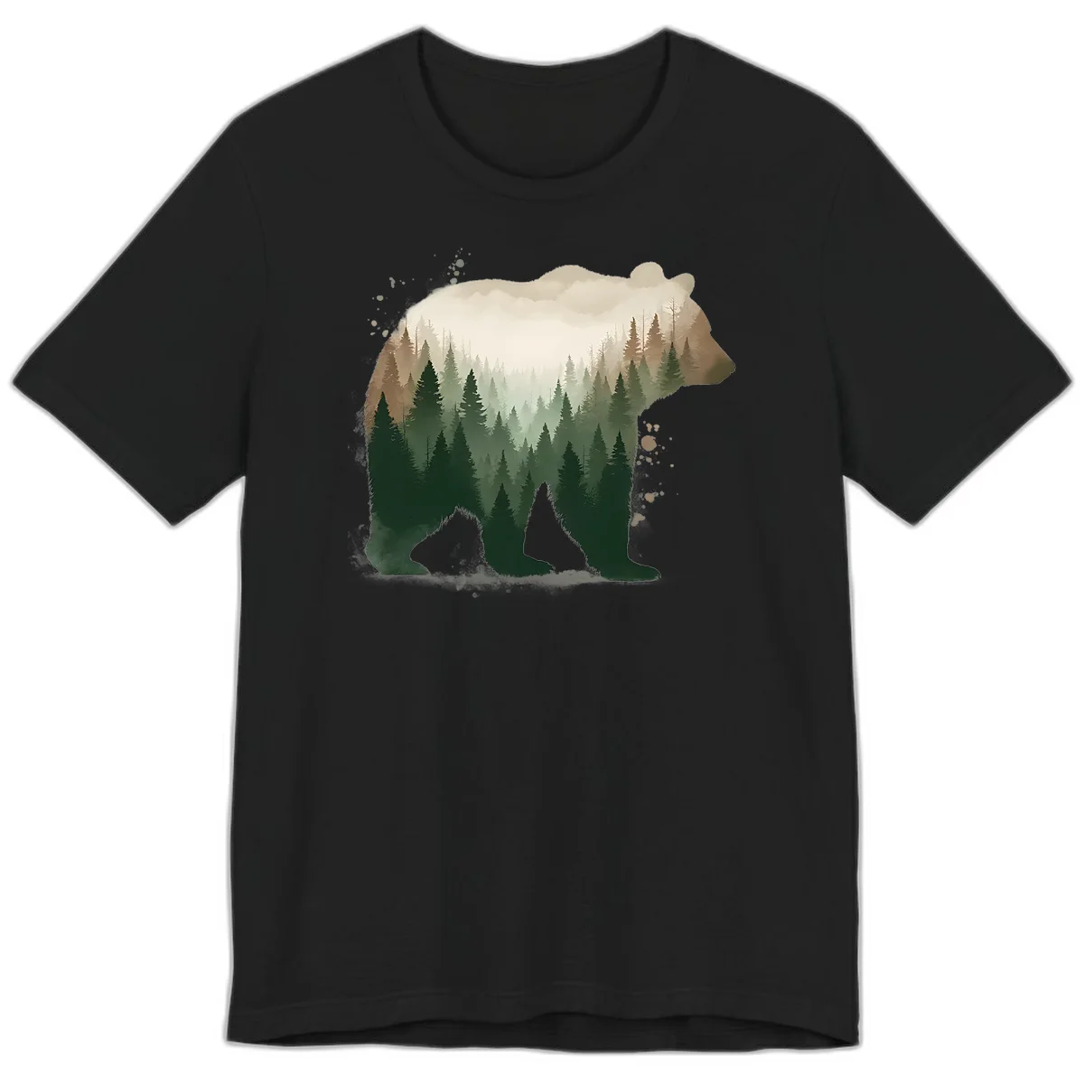 Alaska Forest Bear Art Premium T-Shirt in Black