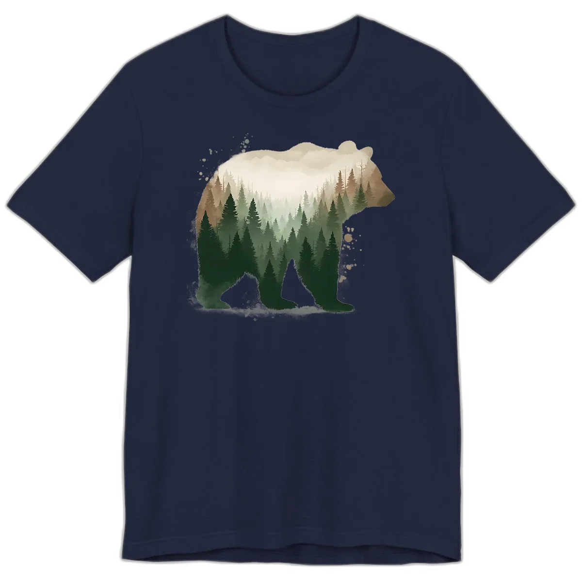 Alaska Forest Bear Art Premium T-Shirt in Navy