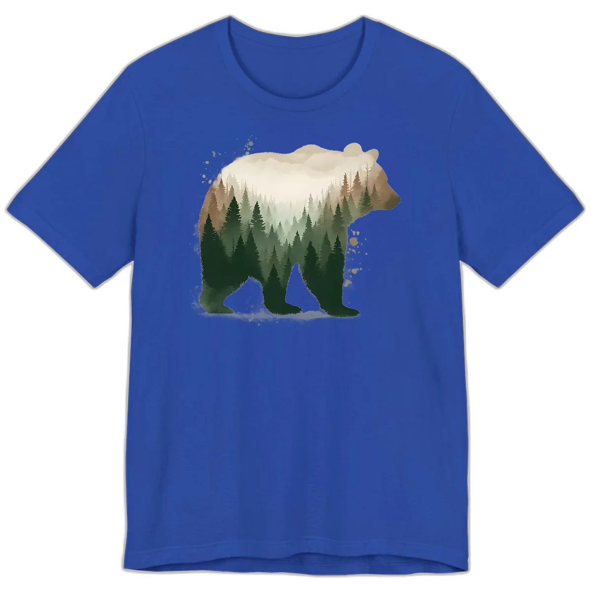 Bear in the Forest Double Exposure Premium Tee in True Royal