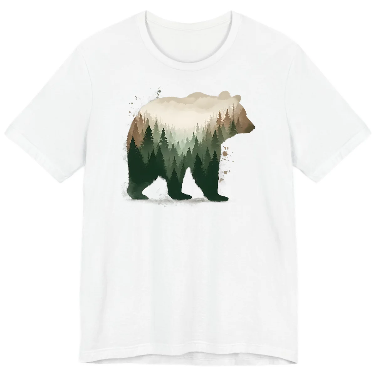 Alaska Forest Bear Art Premium T-Shirt in White