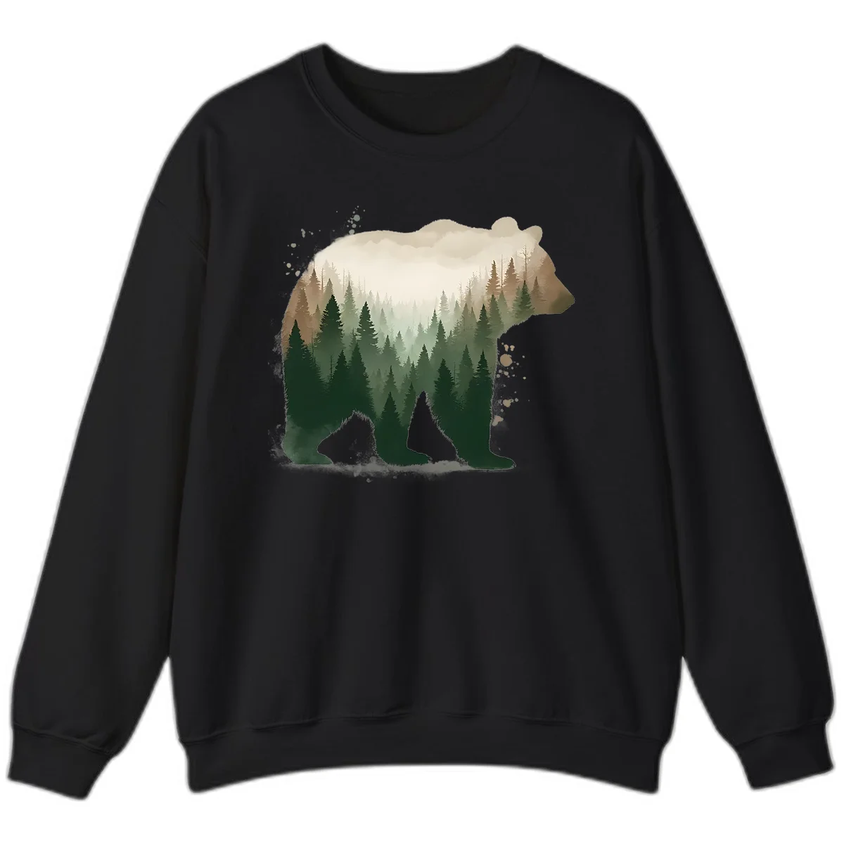 Alaska Forest Bear Art Sweatshirt in Black