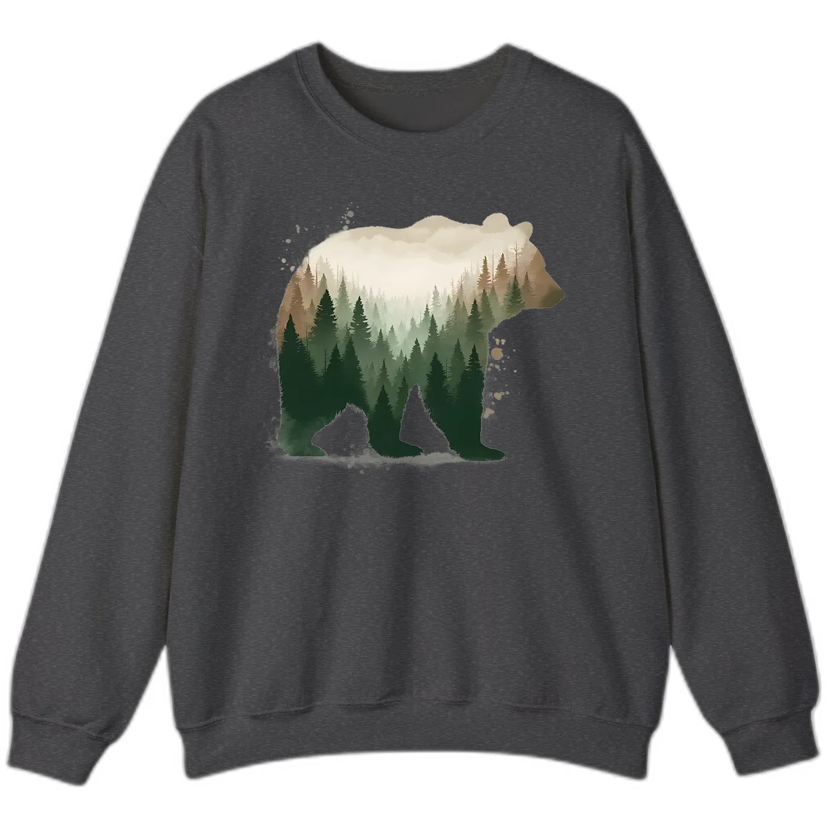 Alaska Forest Bear Art Sweatshirt in Dark Heather