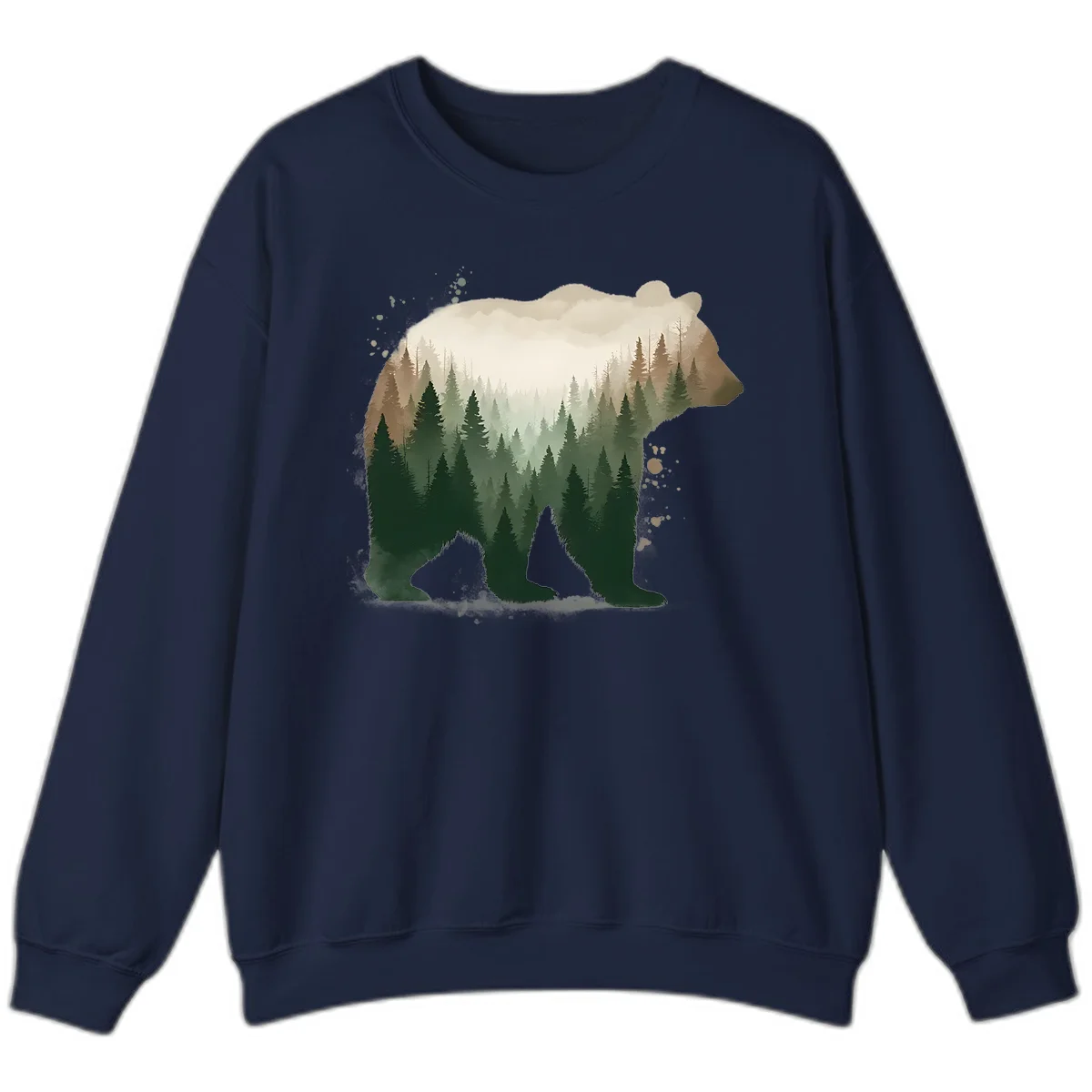 Alaska Forest Bear Art Sweatshirt in Navy
