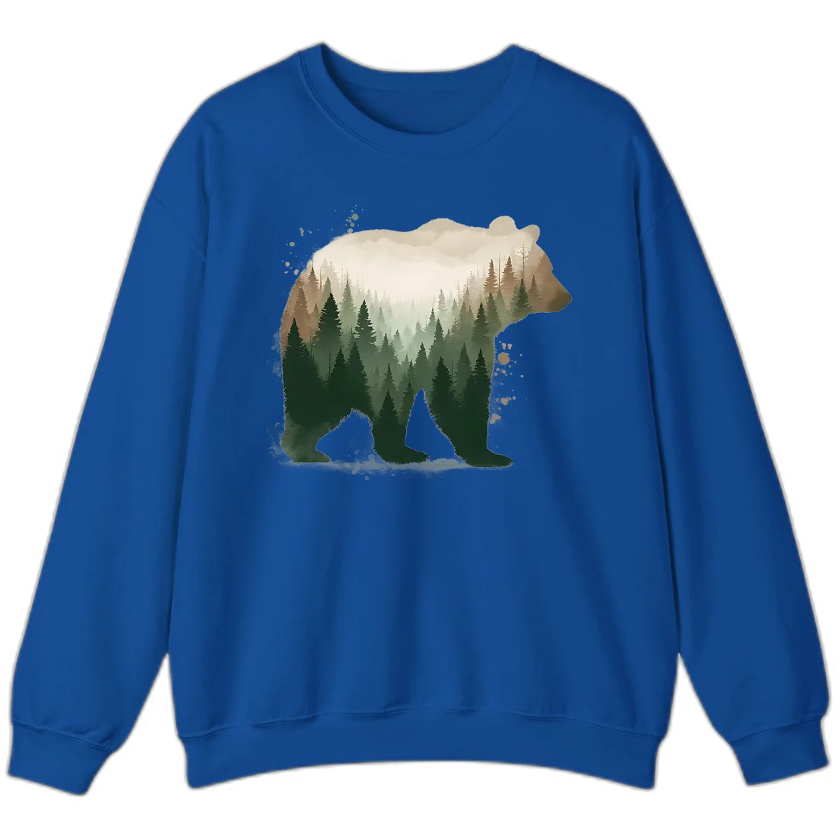 Bear in the Forest Double Exposure Sweatshirt in Royal