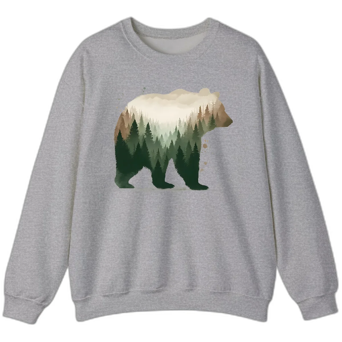 Alaska Forest Bear Art Sweatshirt in Sport Grey