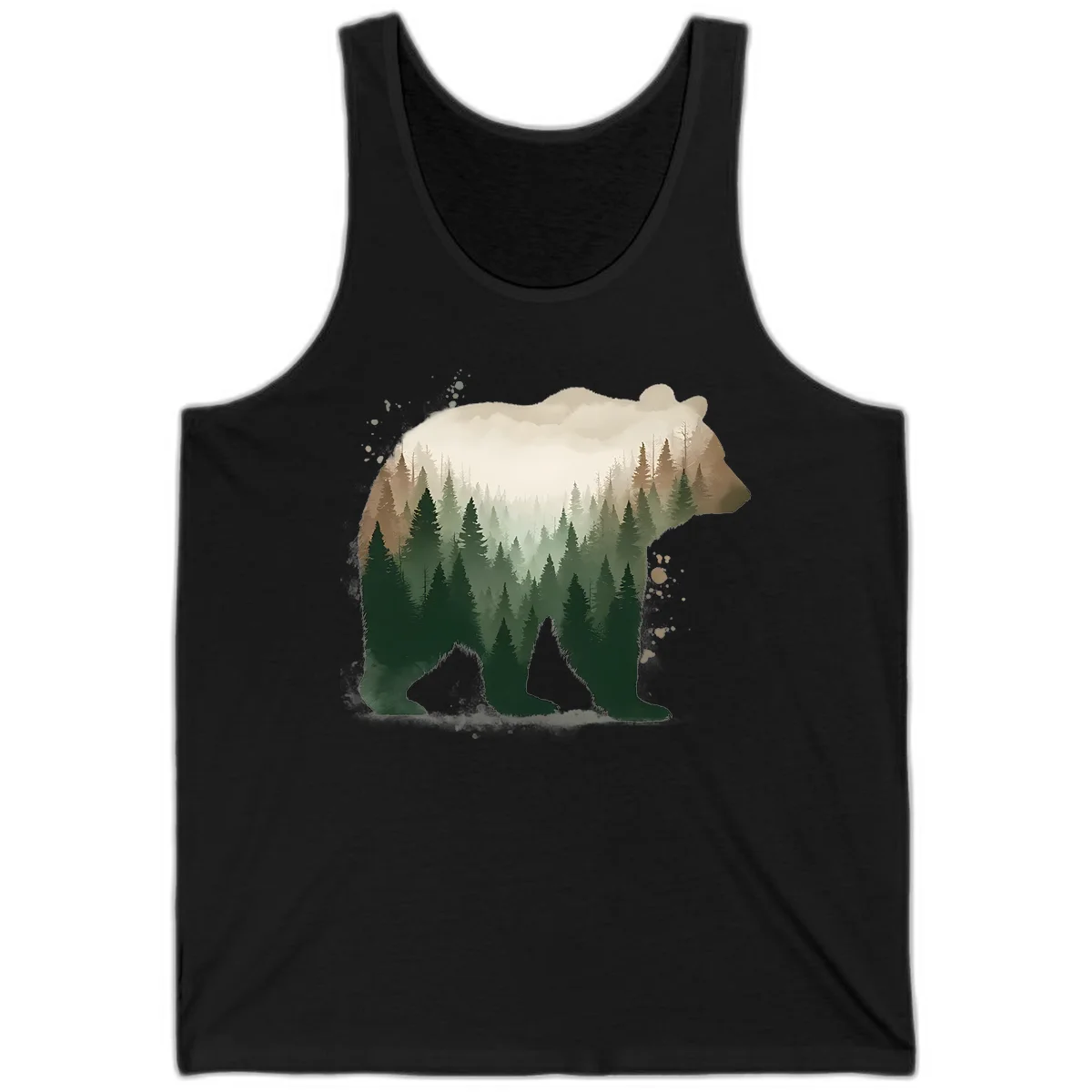 Alaska Forest Bear Art Tank Top in Black