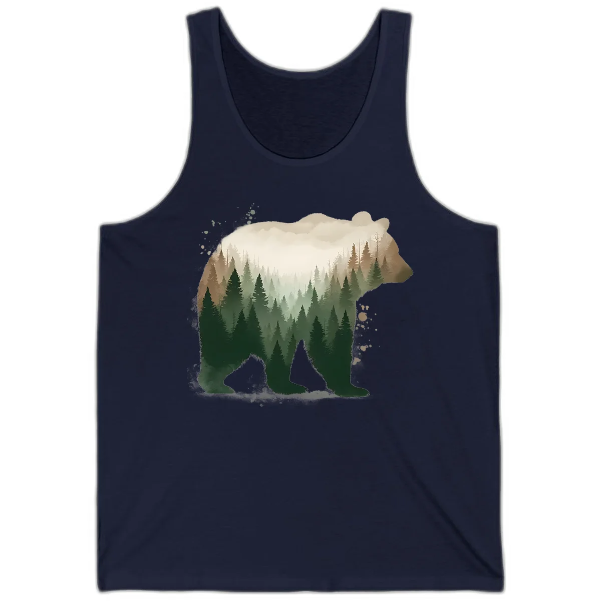 Alaska Forest Bear Art Tank Top in Navy