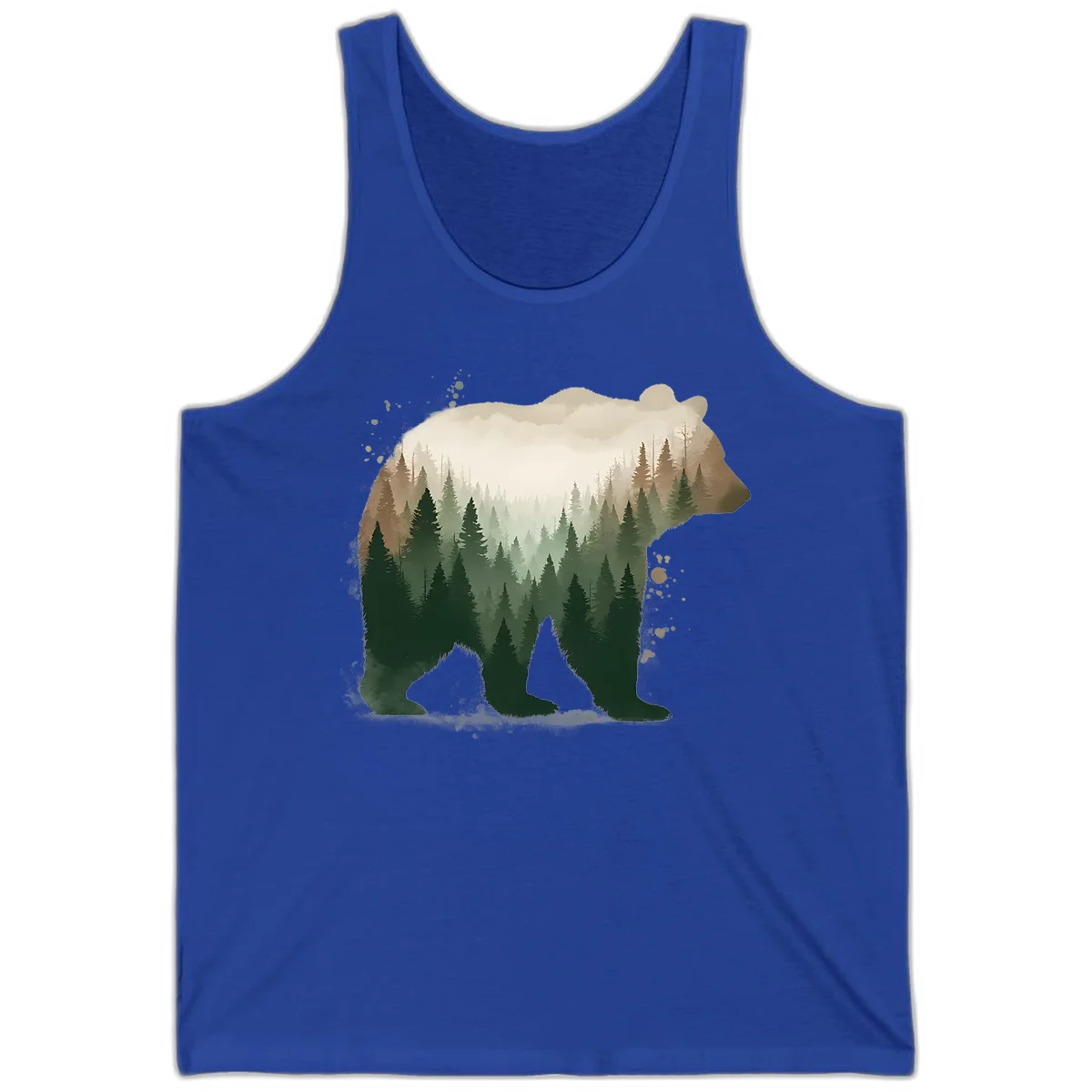 Alaska Forest Bear Art Tank Top in True Royal