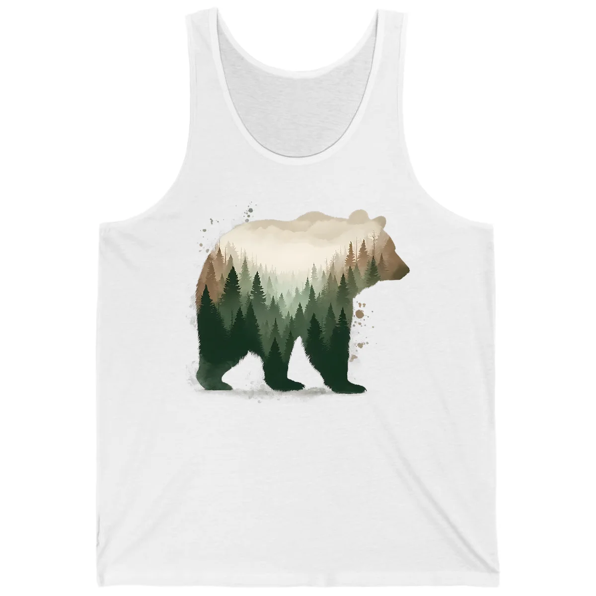Alaska Forest Bear Art Tank Top in White