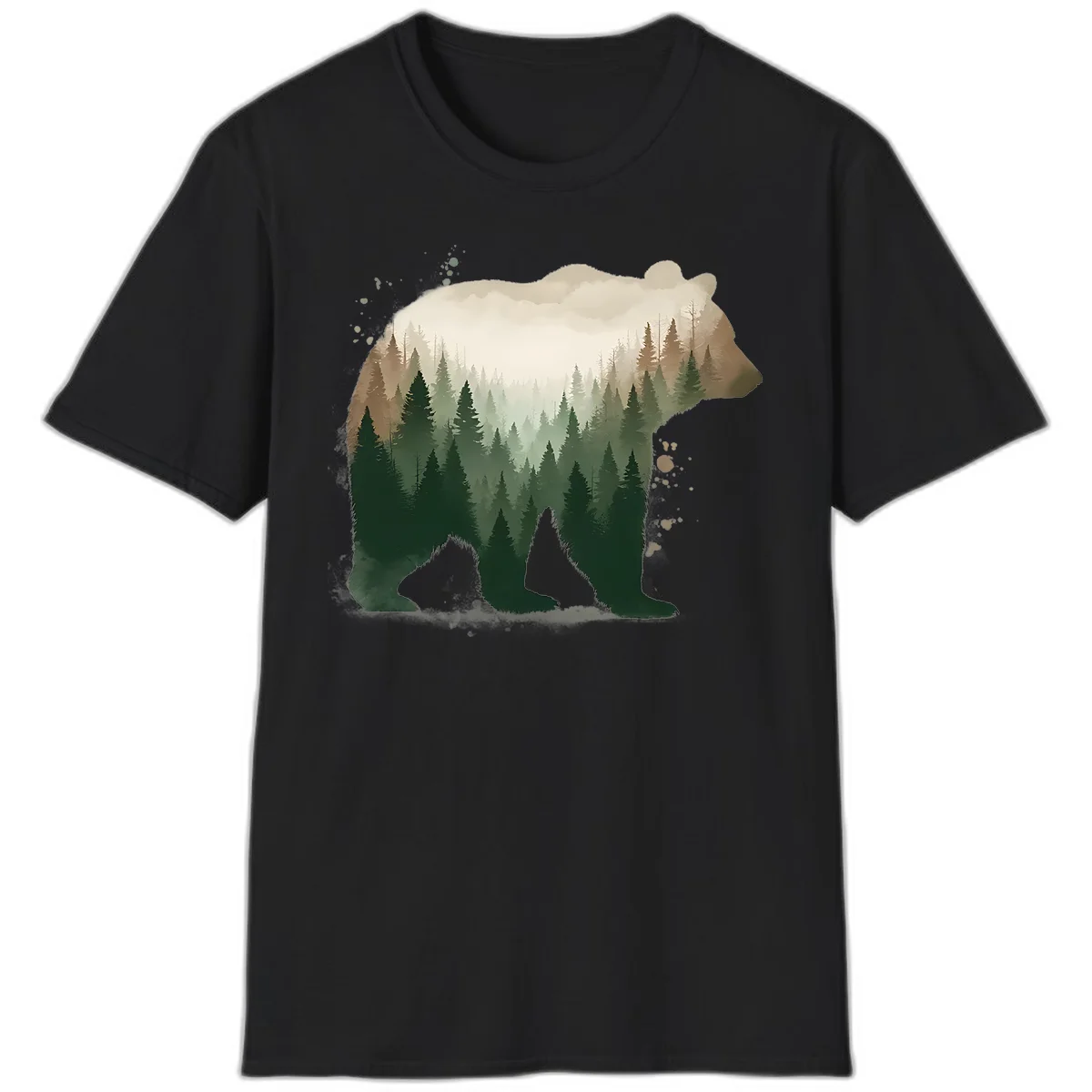 Alaska Forest Bear Art T-Shirt in Black