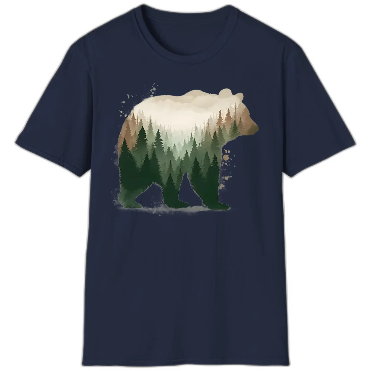 Alaska Forest Bear Art T-Shirt in Navy