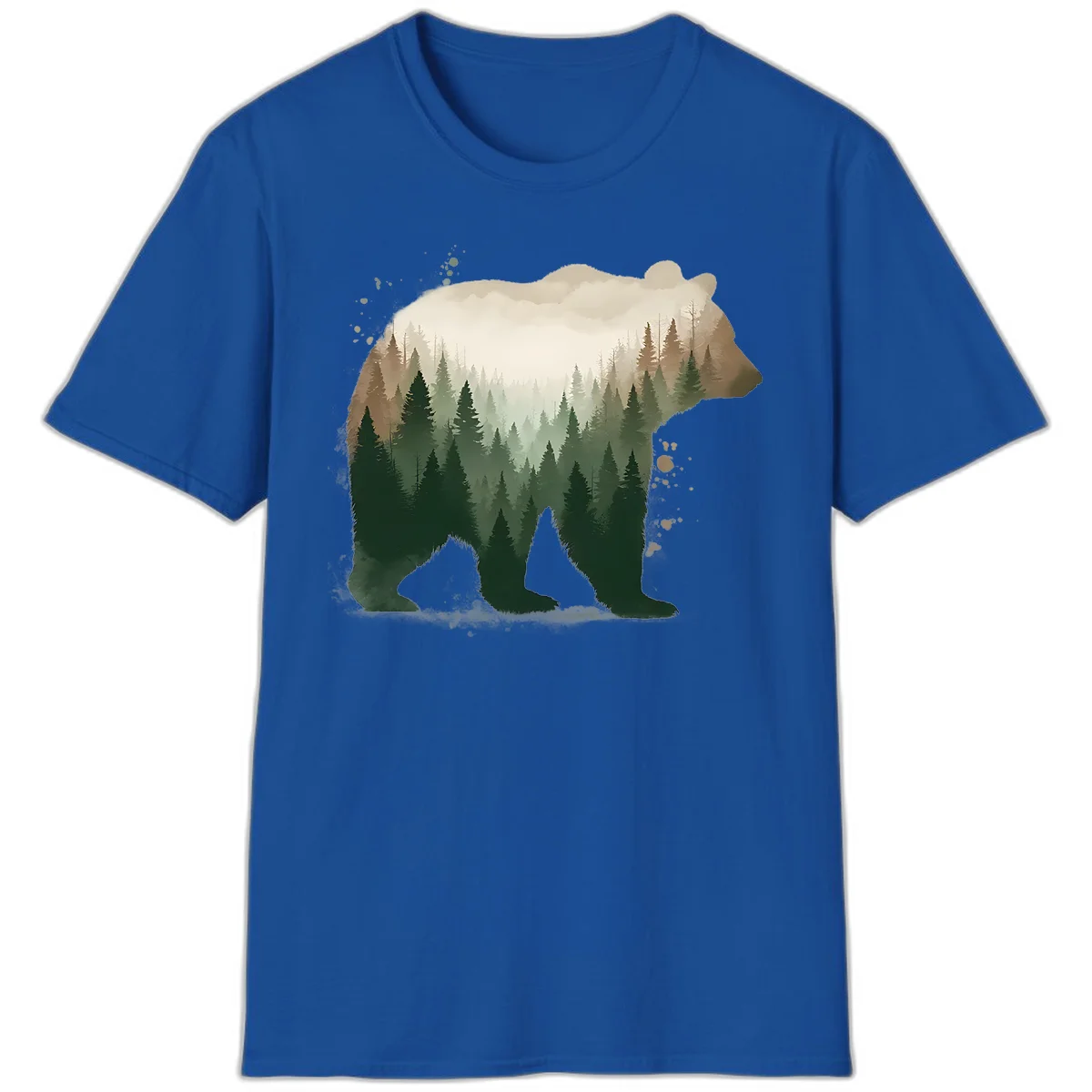 Alaska Forest Bear Art T-Shirt in Royal