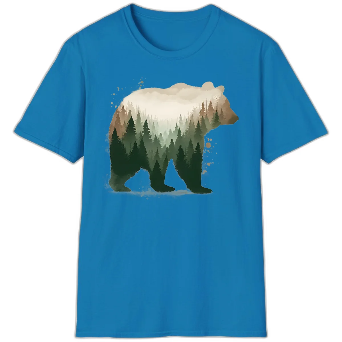 Alaska Forest Bear Art T-Shirt in Sapphire