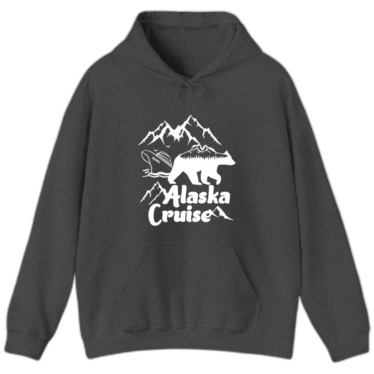Alaska Cruise Bear Mountain Adventure Hoodie in Dark Heather
