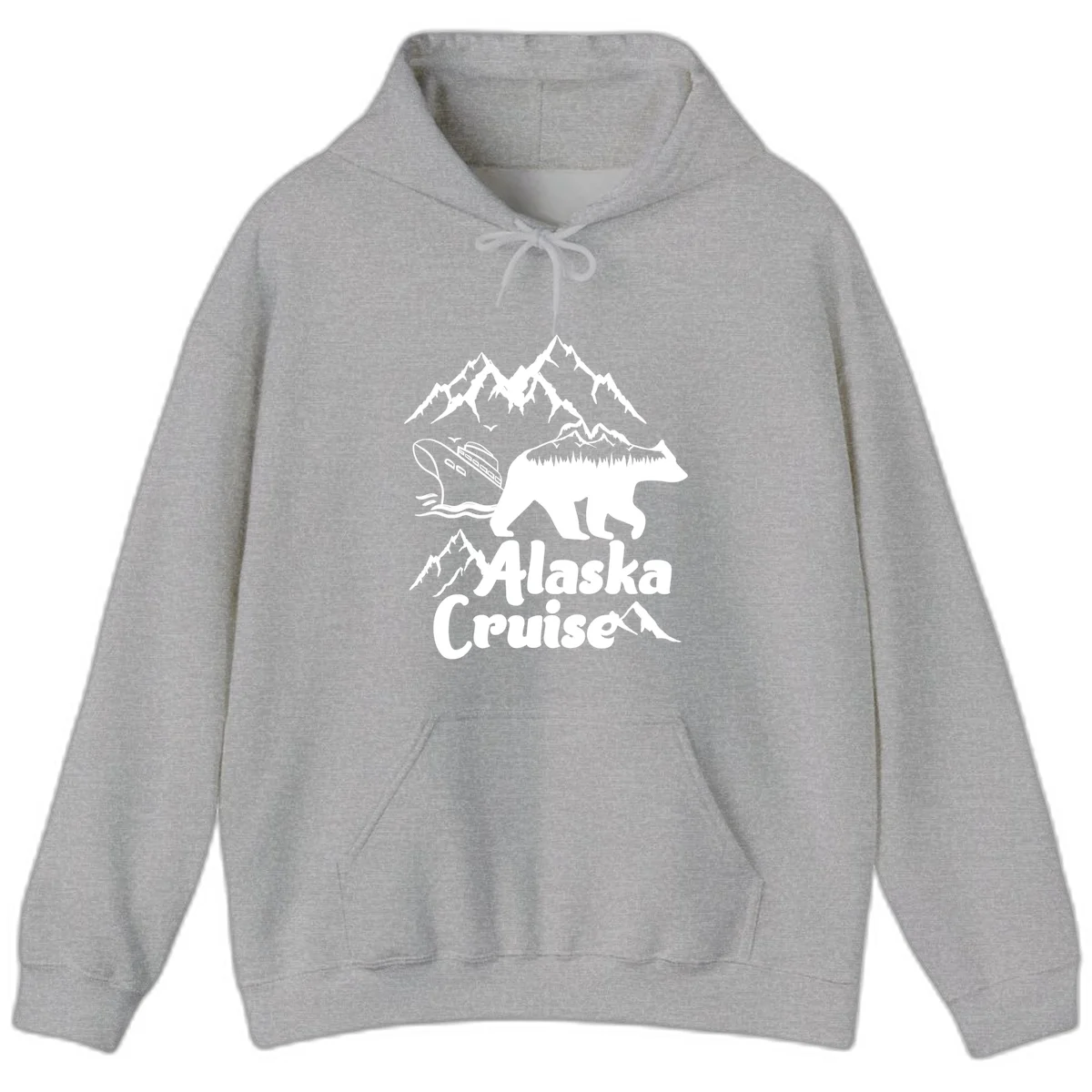 Alaska Cruise Bear Mountain Adventure Hoodie in Sport Grey