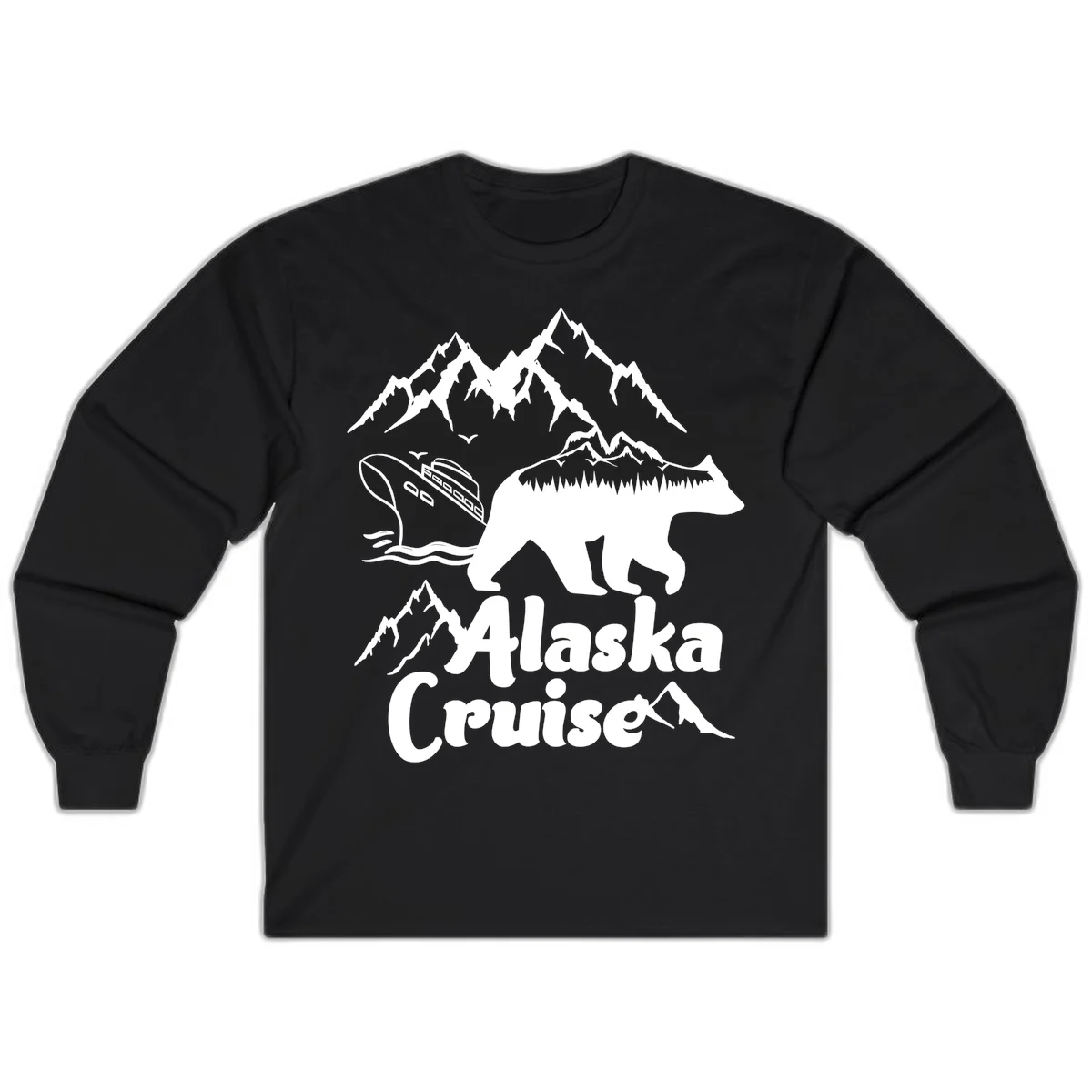 Alaska Cruise Bear Mountain Adventure Long Sleeve in Black