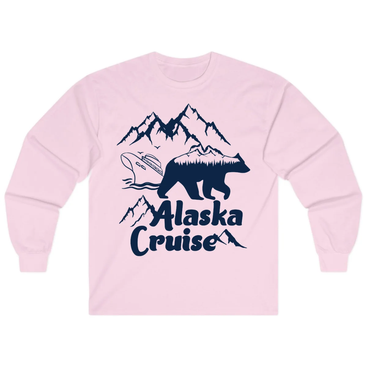 Alaska Cruise Bear Mountain Adventure Long Sleeve in Light Pink