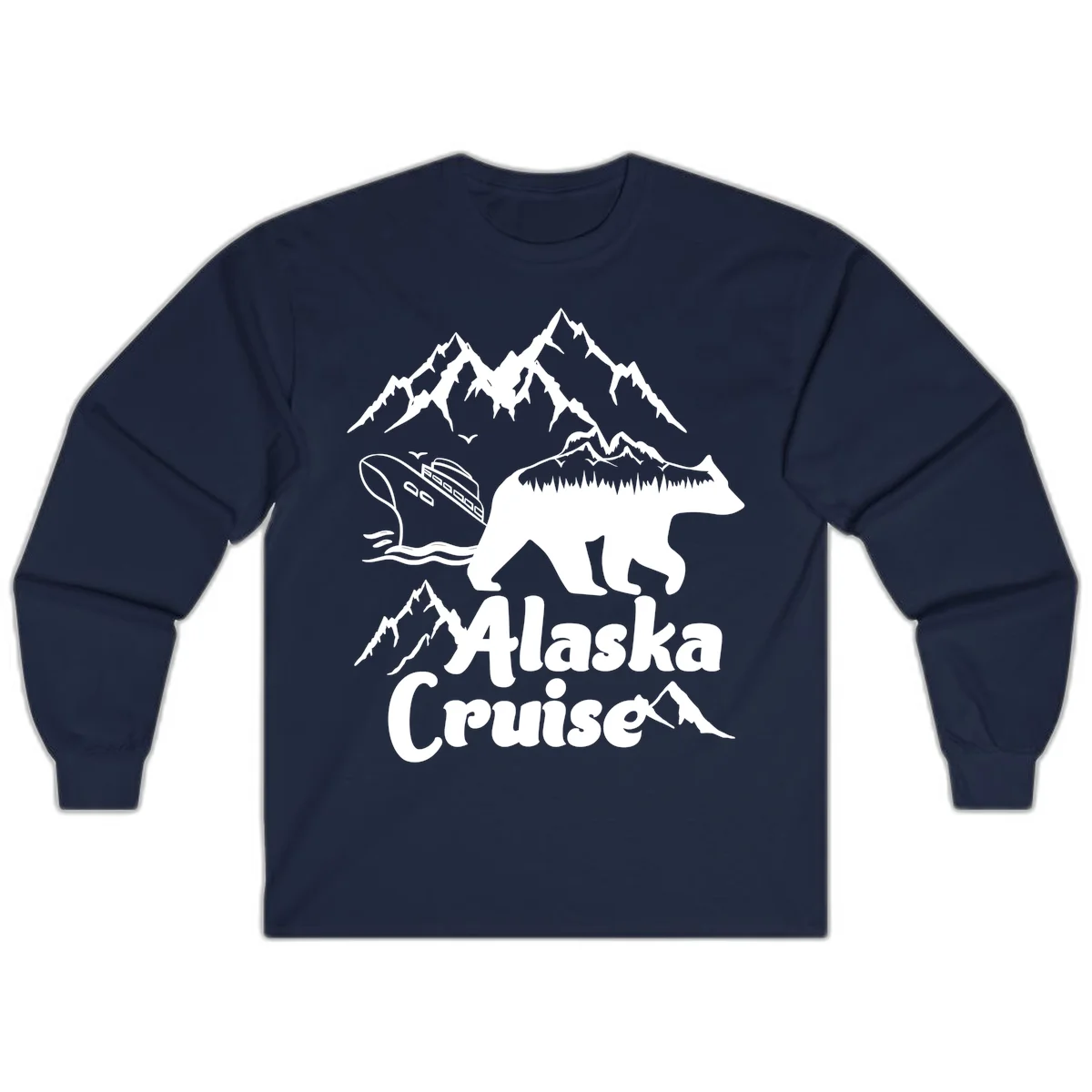 Alaska Cruise Bear Mountain Adventure Long Sleeve in Navy