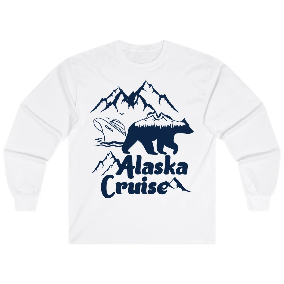 Alaska Cruise Bear Mountain Adventure Long Sleeve in White