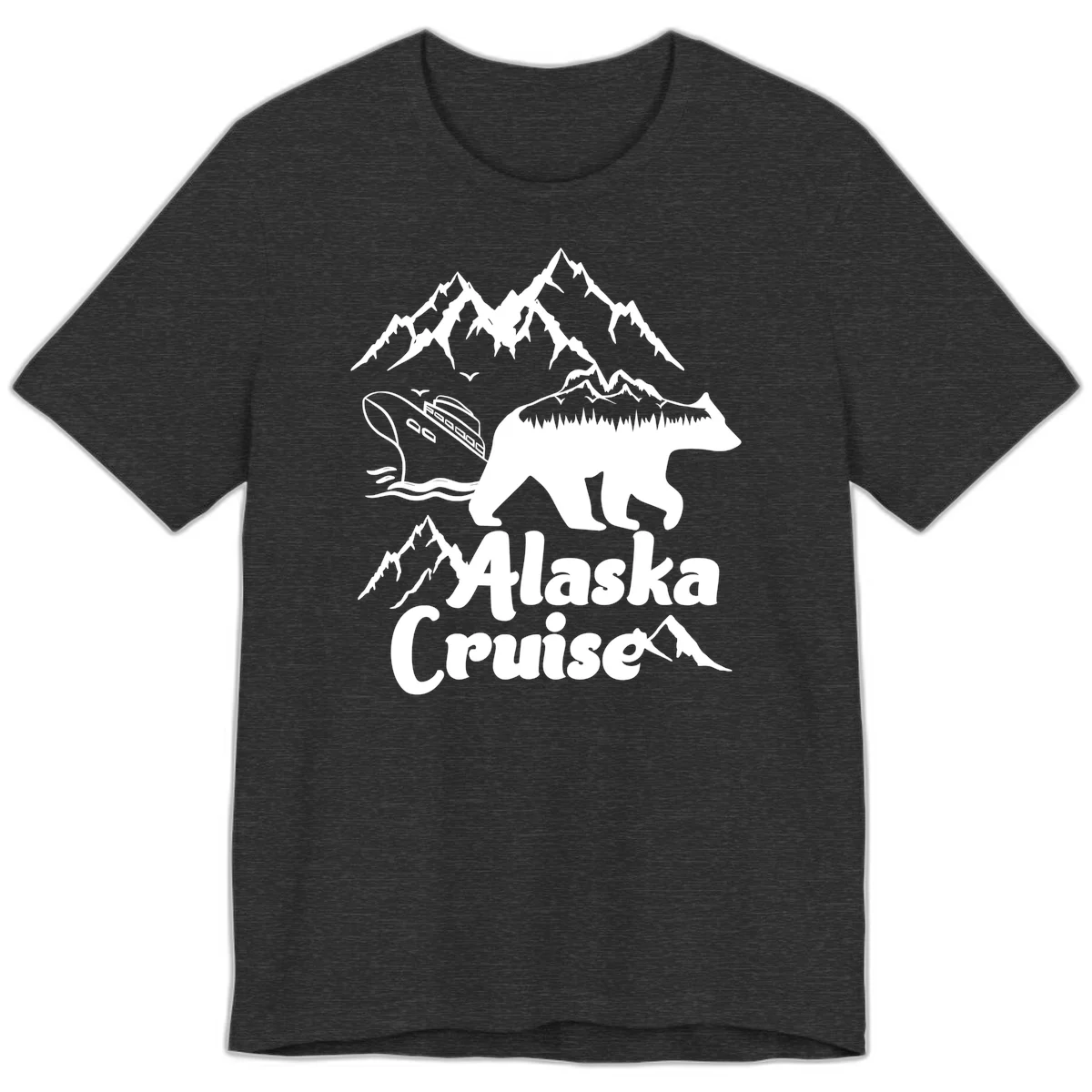 Alaska Cruise Bear Mountain Adventure Premium Tee in Dark Grey Heather