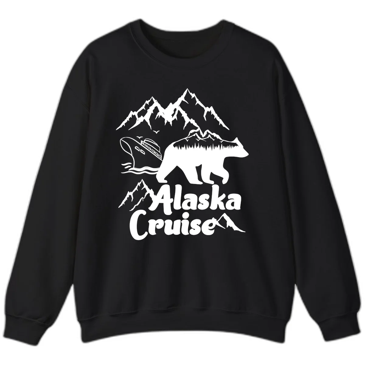 Alaska Cruise Bear Mountain Adventure Sweatshirt in Black