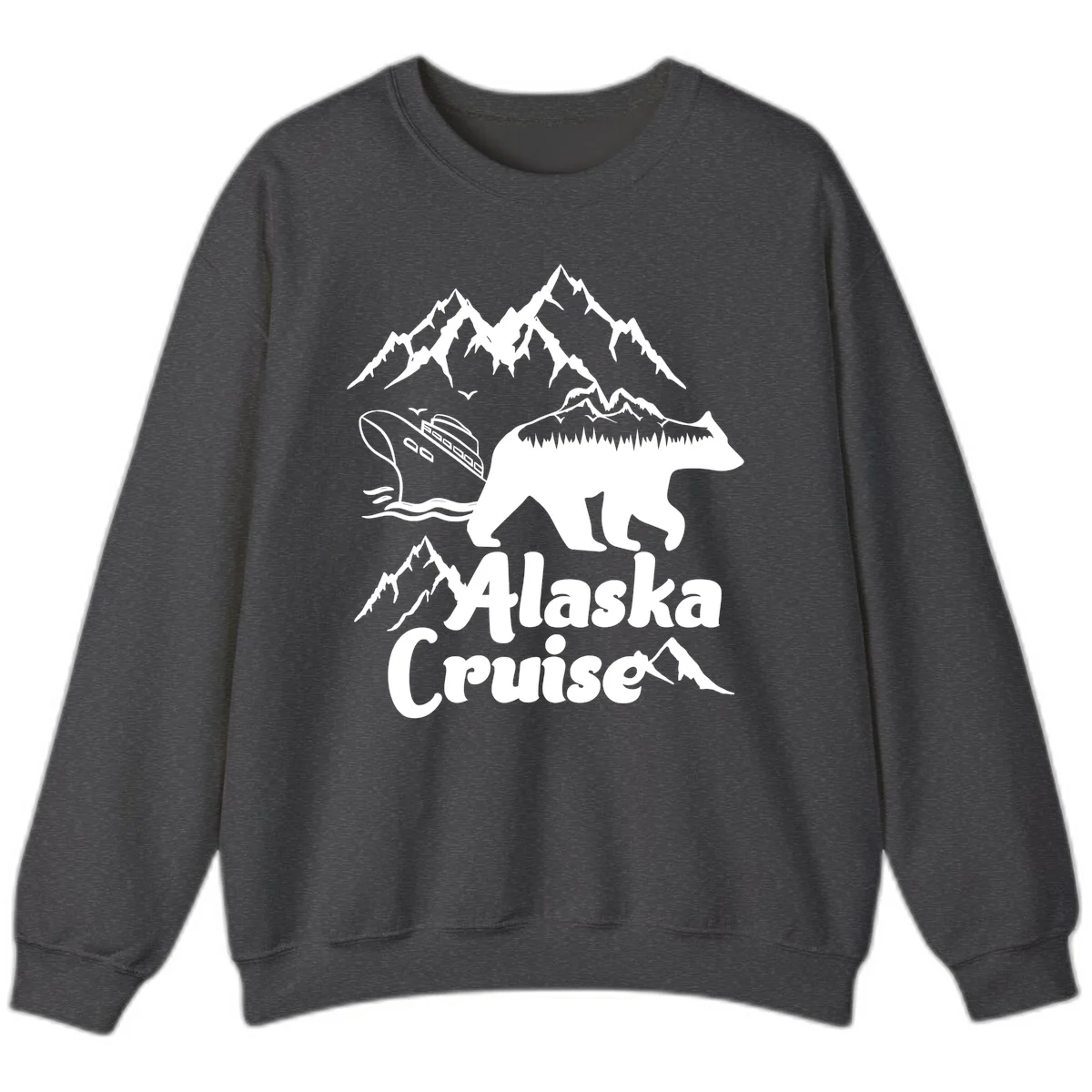 Alaska Cruise Bear Mountain Adventure Sweatshirt in Dark Heather