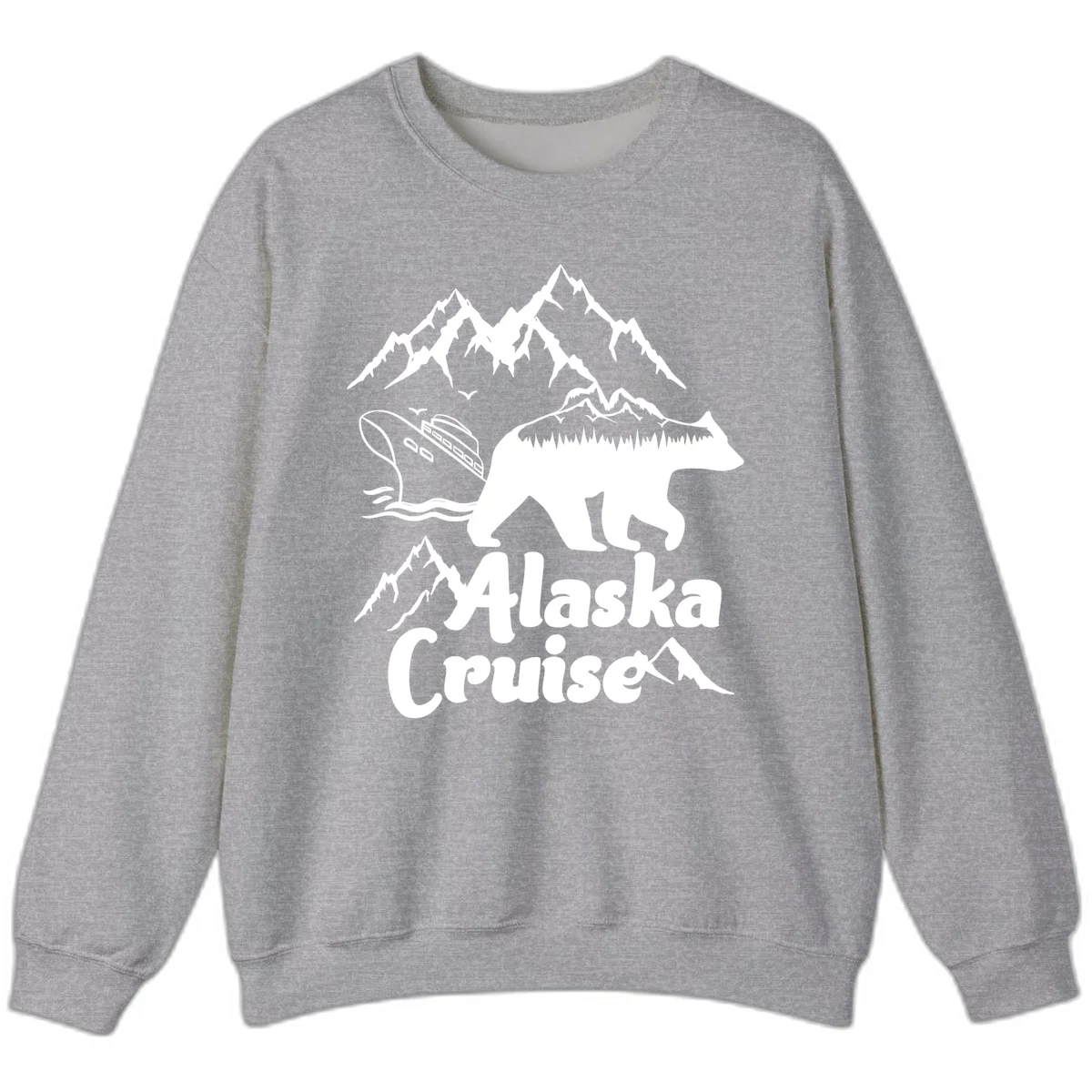 Alaska Cruise Bear Mountain Adventure Sweatshirt in Sport Grey