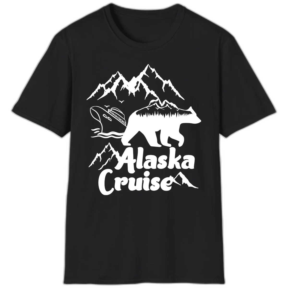 Alaska Cruise Bear Mountain Adventure T-Shirt in Black