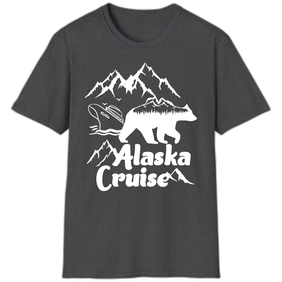 Alaska Cruise Bear Mountain Adventure T-Shirt in Dark Heather