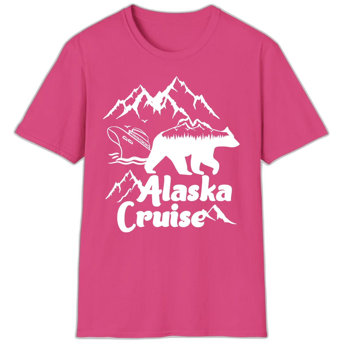 Alaska Cruise Bear Mountain Adventure T-Shirt in Heliconia