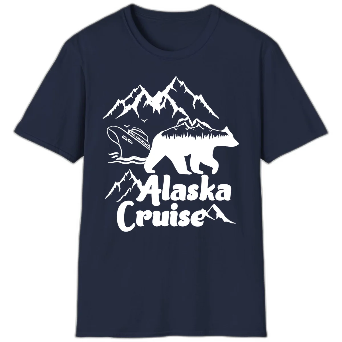 Alaska Cruise Bear Mountain Adventure T-Shirt in Navy