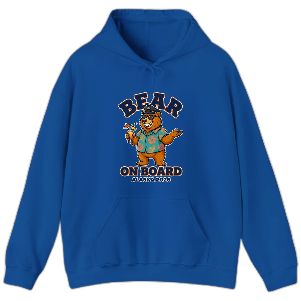 Bear On Board Alaska 2026 Cruise Vacation Hoodie in Royal