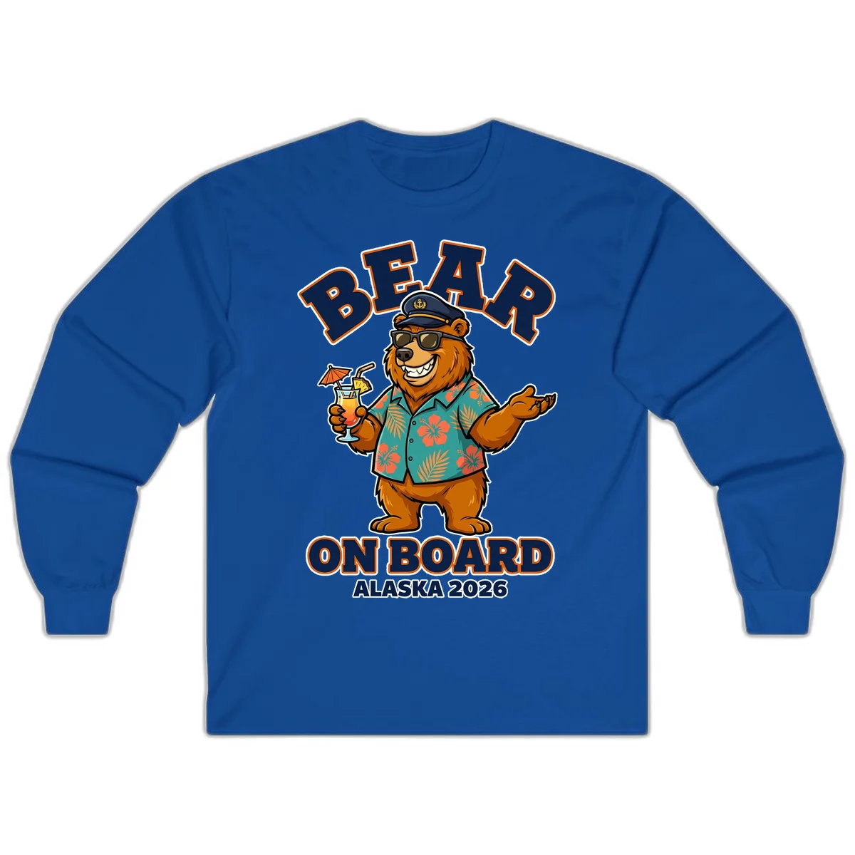 Bear On Board Alaska 2026 Cruise Vacation Long Sleeve in Royal